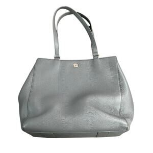 Dagne Dover Allyn Tote Bag Pebbled Gray Leather Travel Satchel